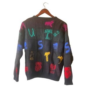 Vintage Australia Downunder‎ Hysport Novelty Wool Knit Sweater Multicolor Large
